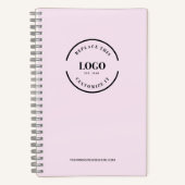シンプルなピンクのミニマルカスタムロゴブランド ノートブック (正面)