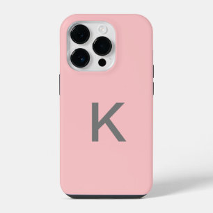 シンプルなピンクのモノグラムカスタムデザイン iPhone 14 PROケース