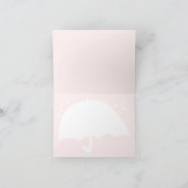 シンプルなピンクの傘の雨のベビーシャワーお礼メッセージ サンキューカード (内部)