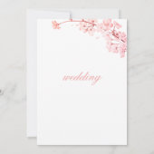 シンプルなピンクの桜の花のウェディング 招待状 (裏面)