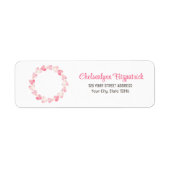 シンプルなピンクの水彩ハート 返信先住所ラベル ラベル (正面)