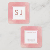 シンプルなピンクの水彩モダンインテリアデザイナー スクエア名刺 (正面/裏面)