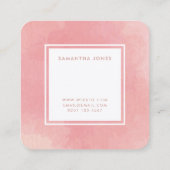 シンプルなピンクの水彩モダンインテリアデザイナー スクエア名刺 (裏面)