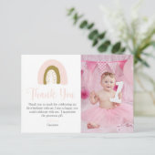 シンプルなピンクの水彩虹の誕生日 サンキューカード (スタンド正面)