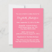 シンプルなピンクの生まれたばかりのな足跡の女の子のベビーシャワー 招待状 (裏面)