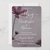 シンプルなピンクの花の結婚式のオーダーメイド 招待状 (正面)