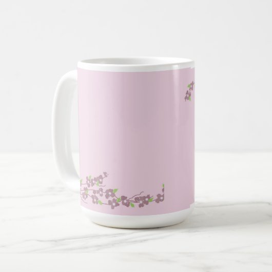 シンプルなピンクの花 コーヒーマグカップ (正面左)