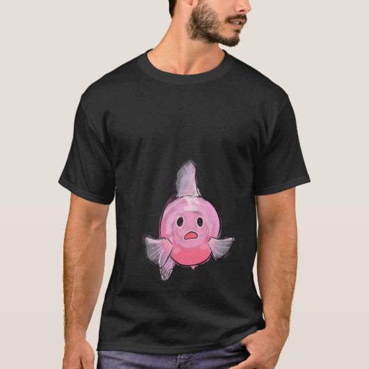 シンプルなピンクの魚 Tシャツ (正面)