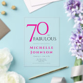シンプルなピンクの70歳の誕生日おめでとう アクリル招待状 (インサイチュ (ウェディング))