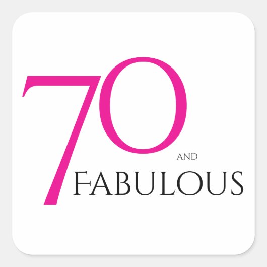 シンプルなピンクの70歳の誕生日おめでとう スクエアシール (正面)