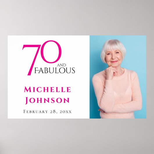 シンプルなピンクの70歳の誕生日おめでとう ポスター (正面)