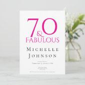 シンプルなピンクの70歳の誕生日おめでとう 招待状 (スタンド正面)