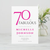 シンプルなピンクの70歳の誕生日おめでとう 招待状 (スタンド正面)