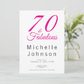 シンプルなピンクの70歳の誕生日おめでとう 招待状 (スタンド正面)