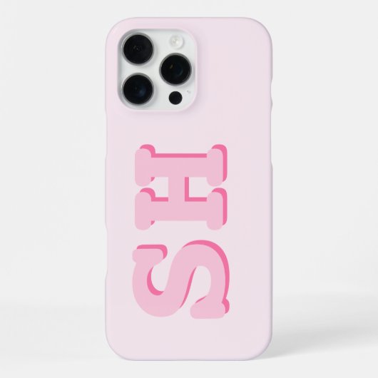 シンプルなピンクイニシャルモノグラム iPhoneケース (裏面)