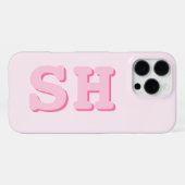 シンプルなピンクイニシャルモノグラム iPhoneケース (裏面横)