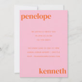 シンプルなピンクオレンジの Chic 現代のウェディングオールインワン 招待状 (正面)