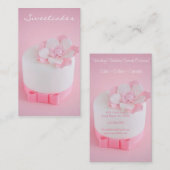 シンプルなピンク及び白いベーカリー 名刺 (正面/裏面)