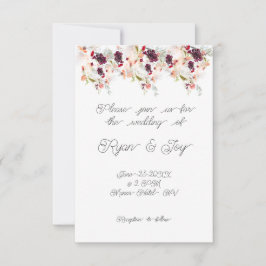 シンプルなピンク/ピーチフローラ結婚式招待状 招待状