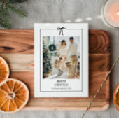 シンプルなファミリーフォト クリスマスカード　リボン付き シーズンカード