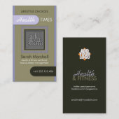 シンプルなファンシーグリーンと薄紫フォト名刺 名刺 (正面/裏面)