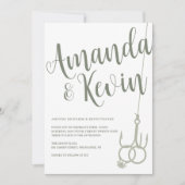 シンプルなフィッシングフックの結婚指輪 サジ・モスグリーン 招待状 (正面)