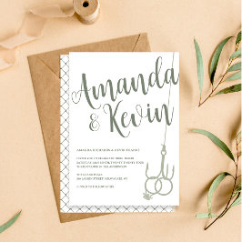 シンプルなフィッシングフックの結婚指輪 サジ・モスグリーン 招待状