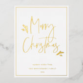 シンプルなフェスティブスクリプト 箔シーズンポストカード (正面)