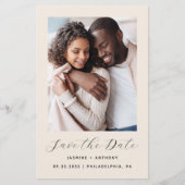 シンプルなフォトウェディング Save the Date(結婚式日程事前通知)カード ベージュ (正面)