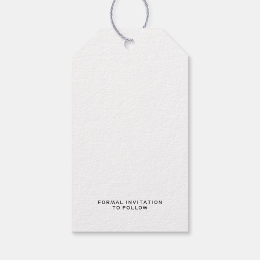 シンプルなフォトタイポグラフィ黒白の日付を保存 ギフトタグ (裏面)