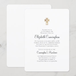 シンプルなフォークゴールドクロス追悼葬儀 招待状