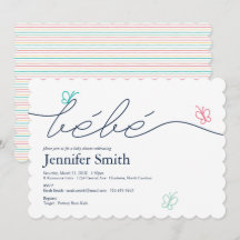 シンプルなフランス風ベビーシャワー　べべ バタフライ