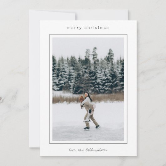 シンプルなフレームの写真 現代的なクリスマス シーズンカード (正面)