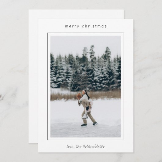 シンプルなフレームの写真 現代的なクリスマス シーズンカード (正面/裏面)