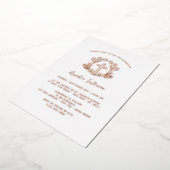 シンプルなフローラルクロスバプテスマの箔 箔招待状 (回転した状態)