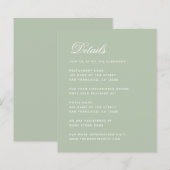 シンプルなブッジェットウェディング詳細 封入カード 緑 (正面/裏面)