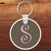 シンプルなブラウン&ピンクキーチェーン「S」 キーホルダー (正面)