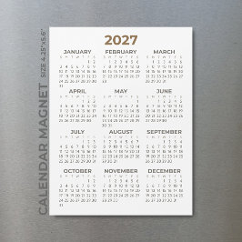 シンプルなブラウン・ベージュの2027年マグネットカレンダー