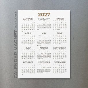 シンプルなブラウン・ベージュの2027年マグネットカレンダー