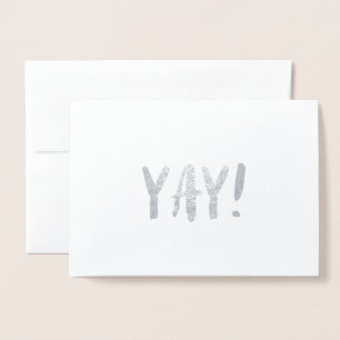 シンプルなブラシの打撃の銀ぱくの挨拶状- Yay 箔カード