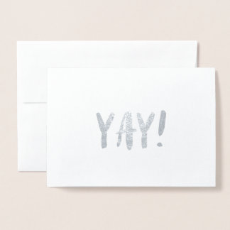 シンプルなブラシの打撃の銀ぱくの挨拶状- Yay 箔カード
