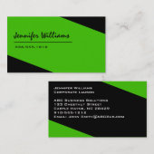 シンプルなブラックとグリーンのミニマリストの名刺 名刺 (正面/裏面)