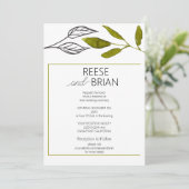 シンプルなブラックとグリーンの自然をテーマにした結婚式の招待状 招待状 (スタンド正面)