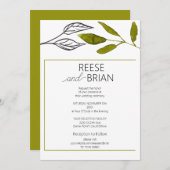 シンプルなブラックとグリーンの自然をテーマにした結婚式の招待状 招待状 (正面/裏面)