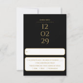 シンプルなブラックとゴールドの特別な日 結婚式 出欠カード (正面)