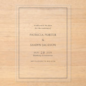 シンプルなブラックとホワイトのエレガントな結婚式の招待状(Save the Date) アクリル招待状 (正面)