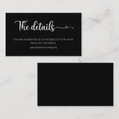 シンプルなブラックの結婚式 詳細ウェブサイト 封入カード エンクロージャーカード (正面/裏面)