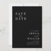 シンプルなブラックの結婚式 Save the Date セーブザデート (正面)