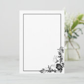 シンプルなブラックの花枠 招待状 (スタンド正面)