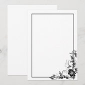 シンプルなブラックの花枠 招待状 (正面/裏面)